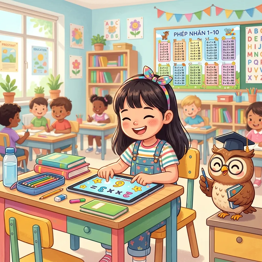 Bé vui vẻ học bảng cửu chương qua trò chơi tương tác