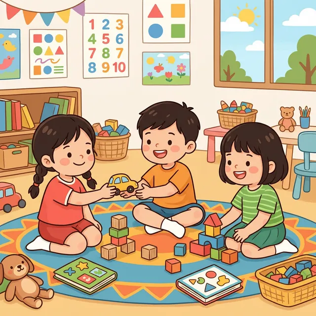 Bé 4 tuổi bắt đầu học cách chơi cùng bạn và chia sẻ