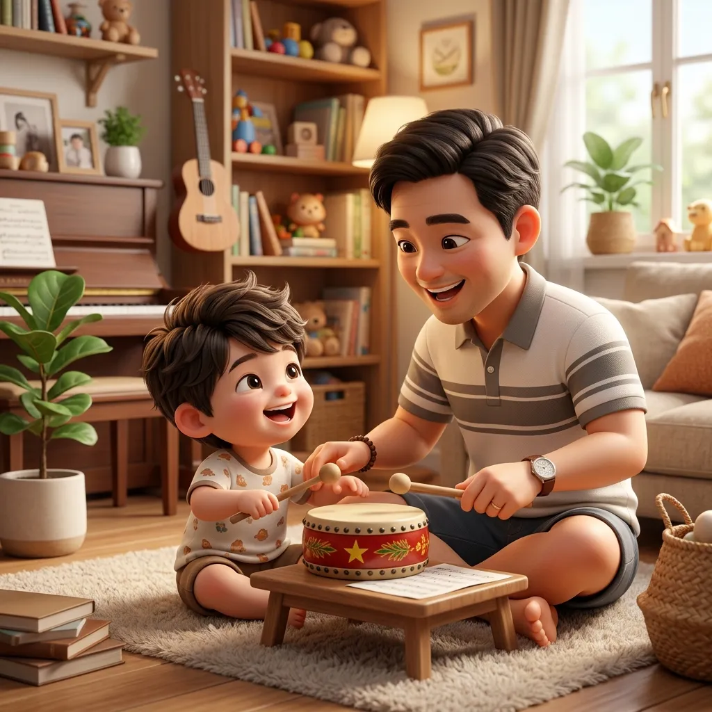 Ba và con cùng khám phá âm nhạc tại nhà