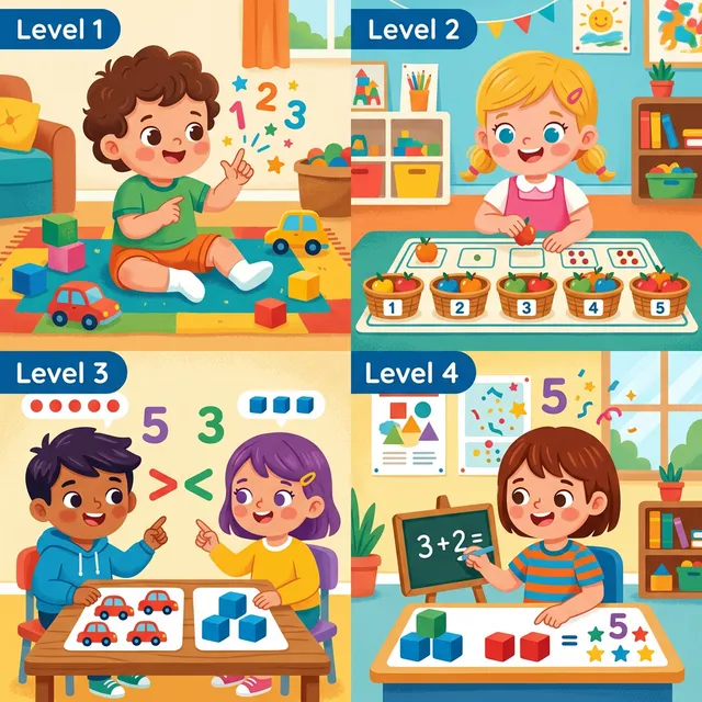 4 cấp độ nhận thức số từ đếm vẹt đến tư duy toán học