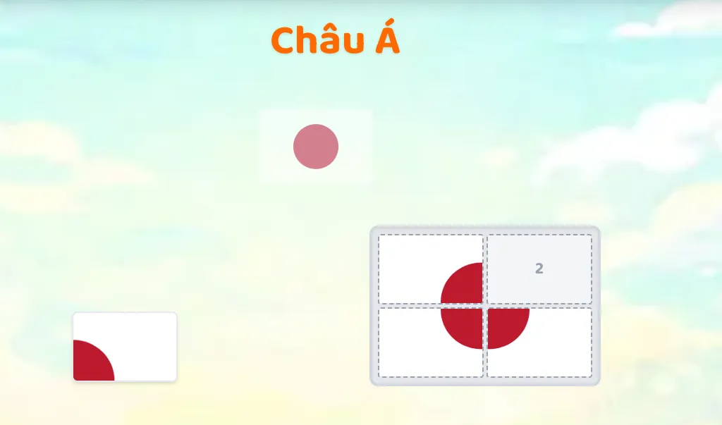 Niềm vui của bé khi hoàn thành bức tranh quốc kỳ thế giới