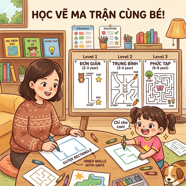 Hướng dẫn tự vẽ mê cung cho bé tại nhà