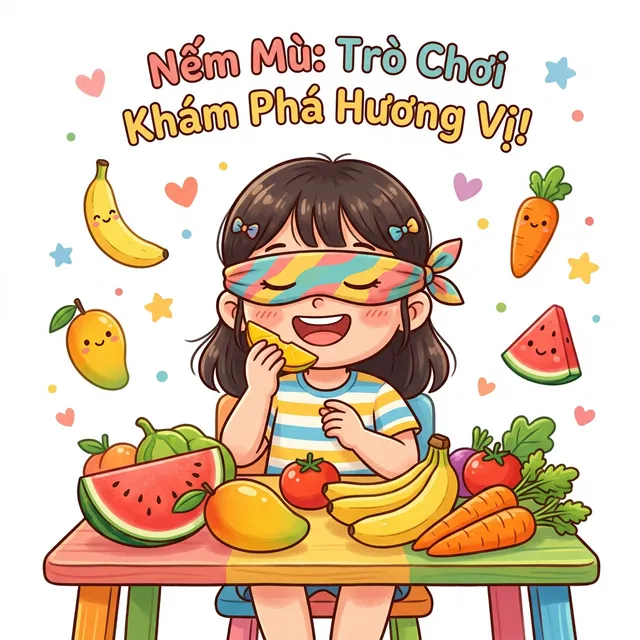 Trò chơi Nếm Mù giúp bé khám phá trái cây và rau củ