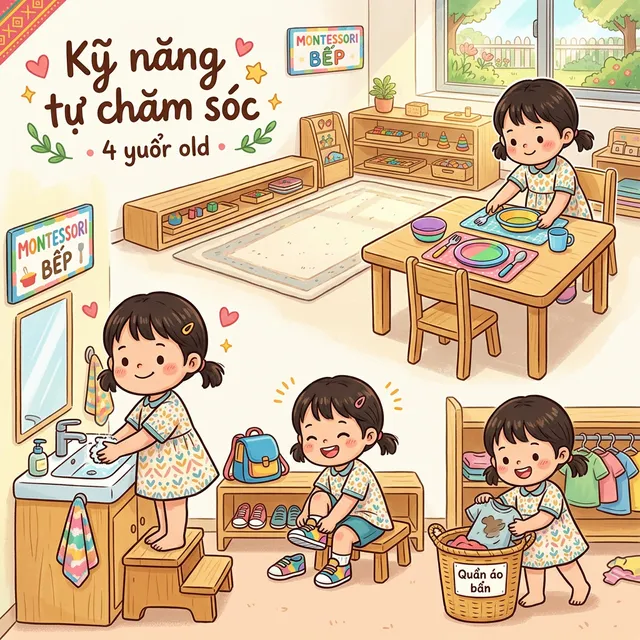 Tự phục vụ là kỹ năng nền tảng giúp bé tự tin và độc lập