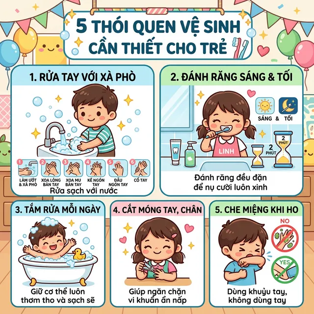 5 thói quen vệ sinh thiết yếu cho bé